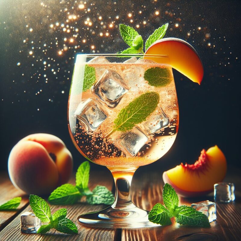 Peach Mint Sparkle Mocktail. natural