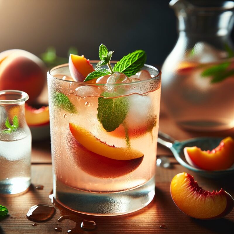 Peach Rosewater Refresher Mocktail. natural