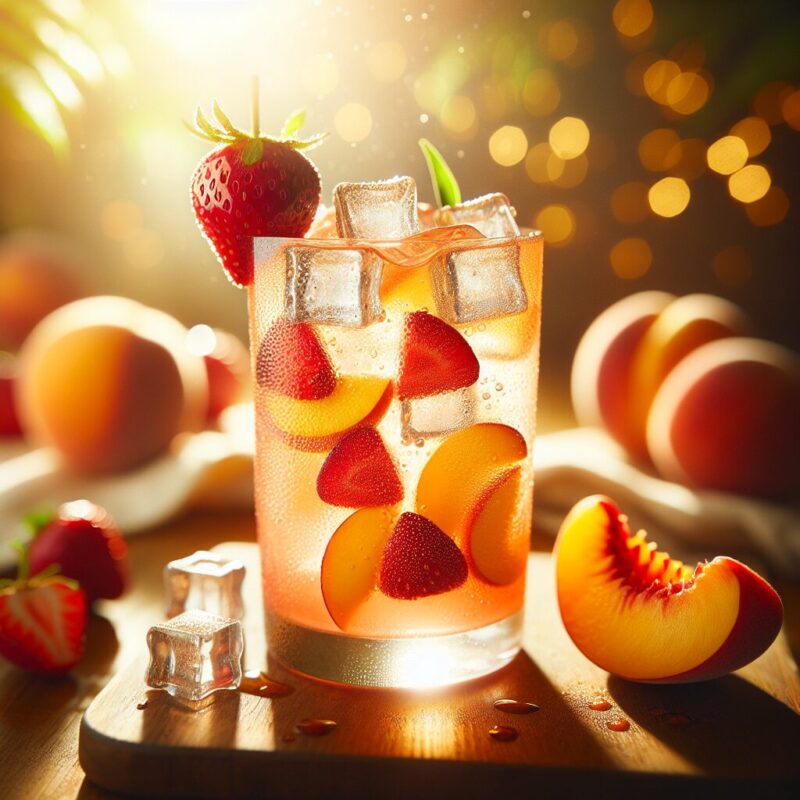 Peach Strawberry Cooler Mocktail.