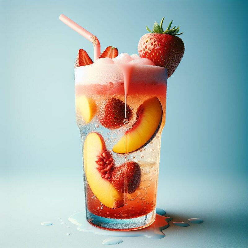 Peach Strawberry Fizz Mocktail.