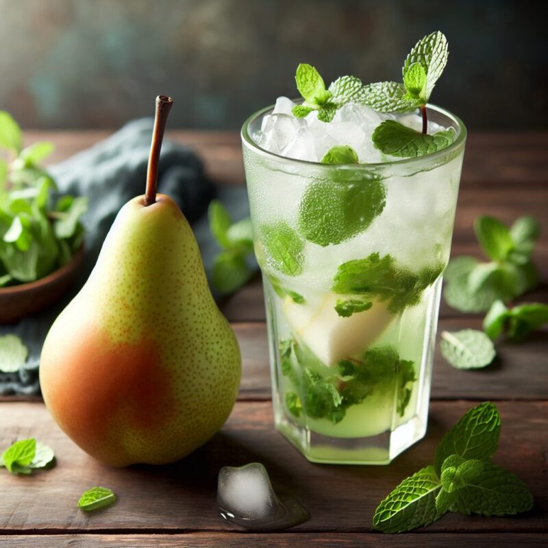 Pear Minted Cooler Mocktail. natural