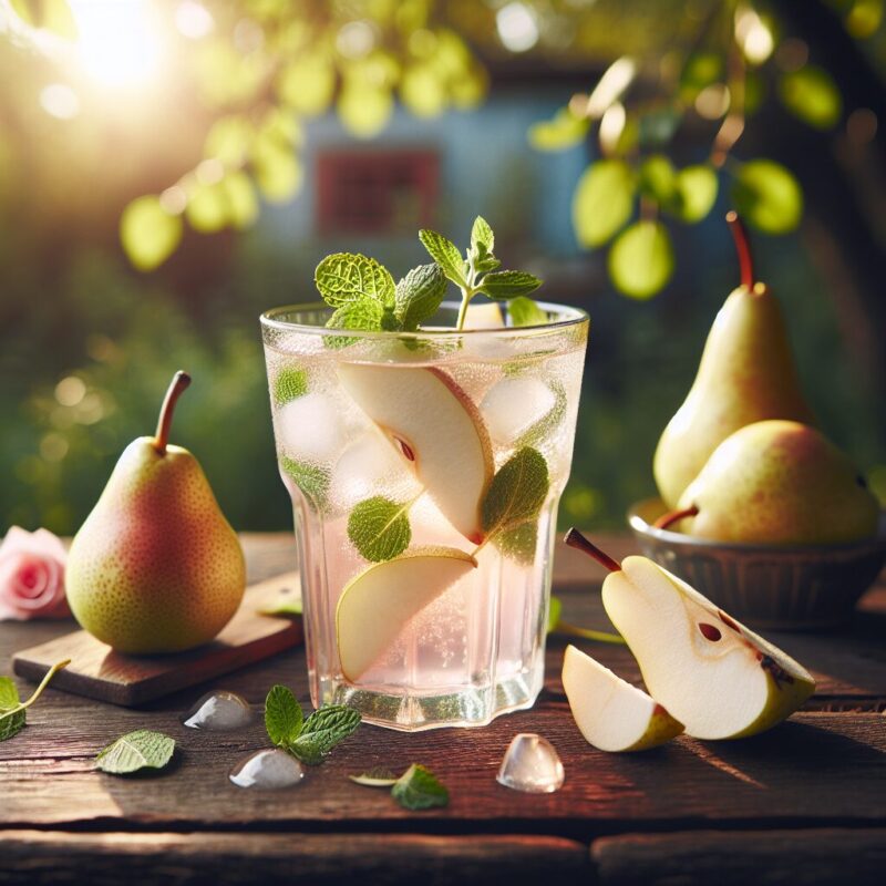 Pear Rosewater Delight Mocktail. natural