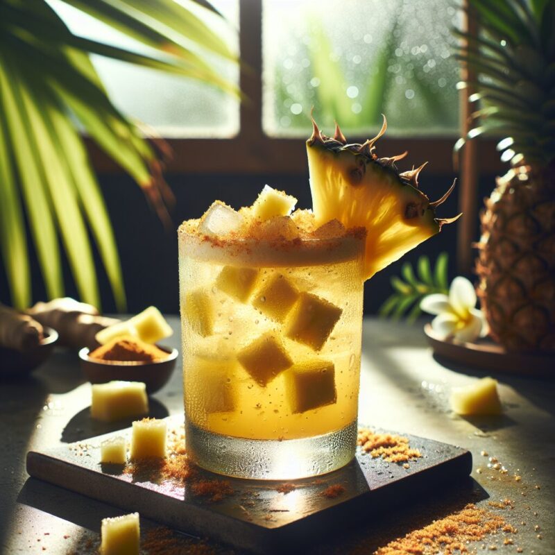 Pineapple Ginger Delight Mocktail. natural