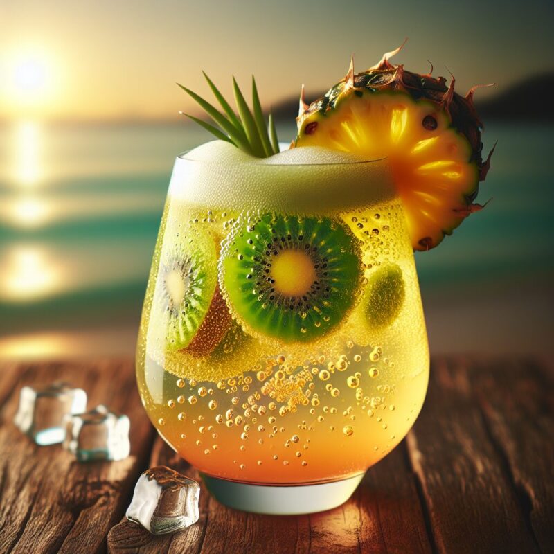 Pineapple Kiwi Fizz Mocktail.