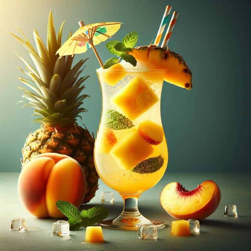 Pineapple Peach Splash Mocktail. 