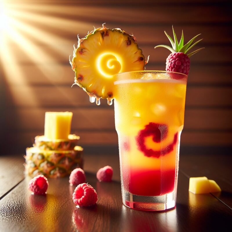 Pineapple Raspberry Delight Mocktail. 