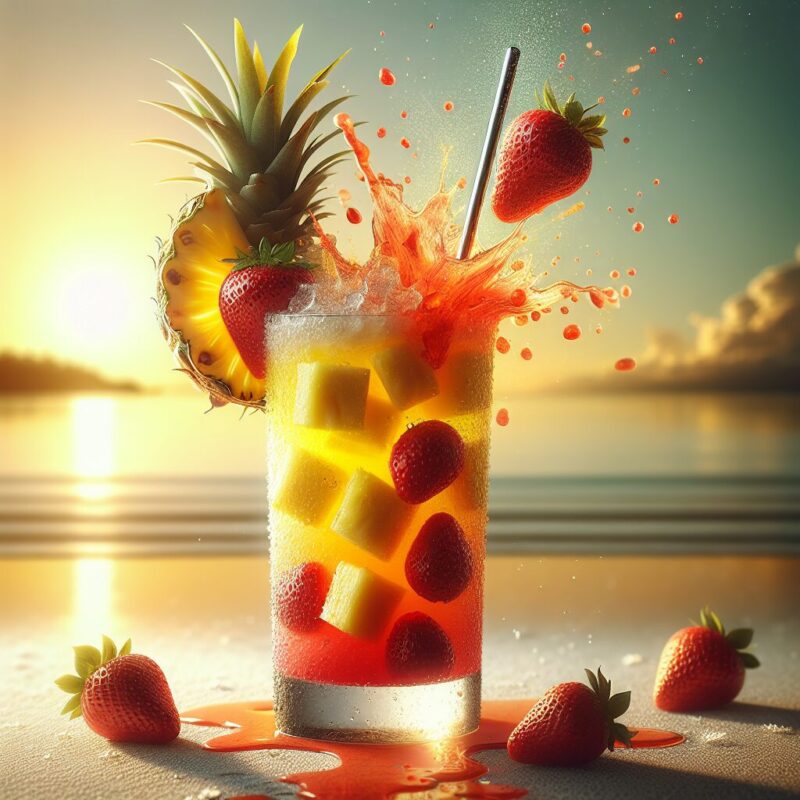 Pineapple Strawberry Splash Mocktail. 