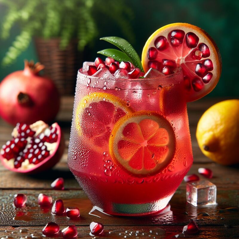 Pomegranate Citrus Zing Mocktail. 