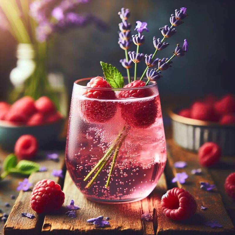 Raspberry Lavender Splash Mocktail. natural