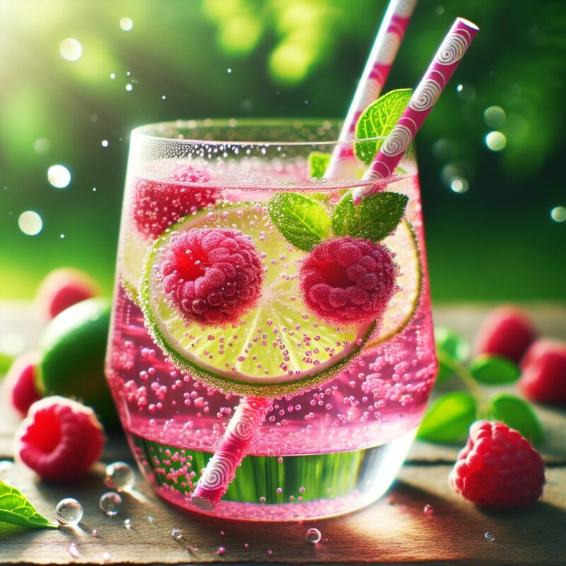 Raspberry Lime Elixir Mocktail. natural