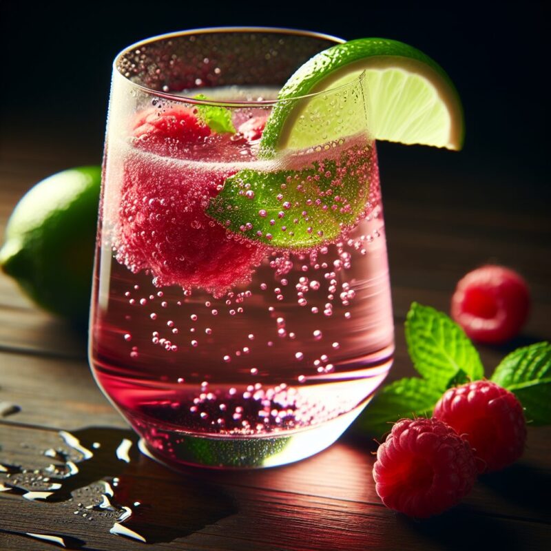 Raspberry Lime Spritz Mocktail.