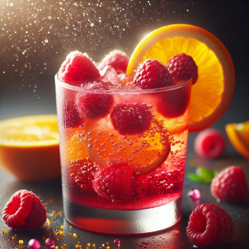 Raspberry Orange Sparkler Mocktail.