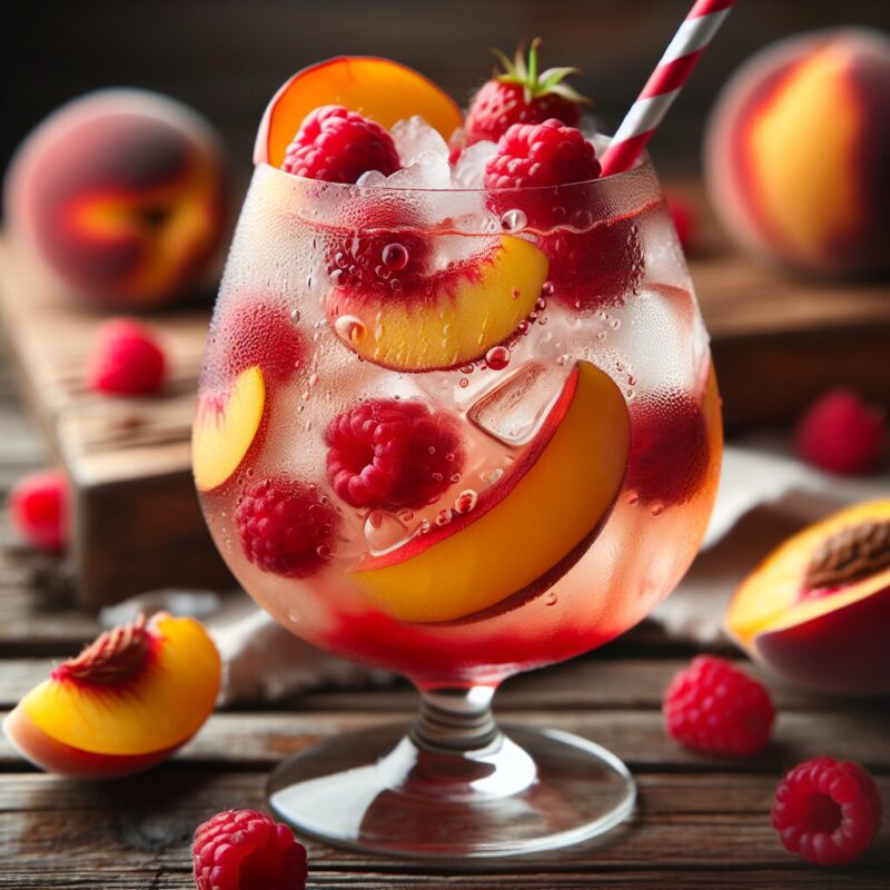 Raspberry Peach Delight Mocktail.