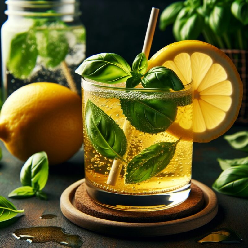 Refreshing Lemon Basil Mocktail.