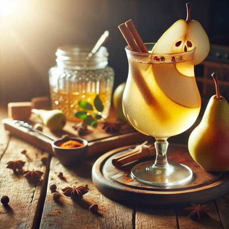 Spicy Pear Elixir Mocktail. natural