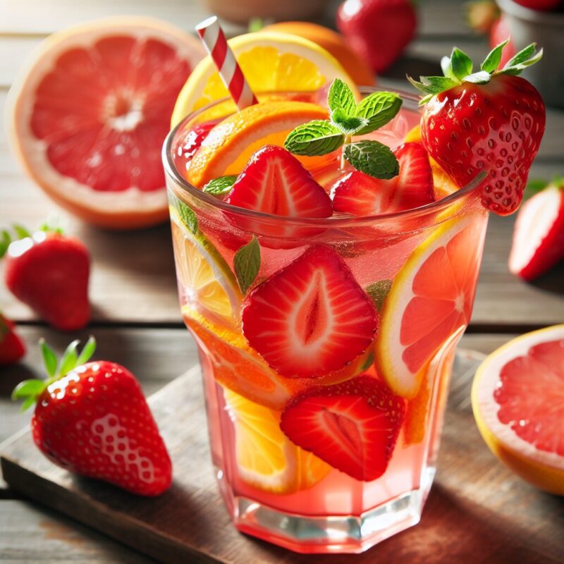 Strawberry Citrus Delight Mocktail. natural