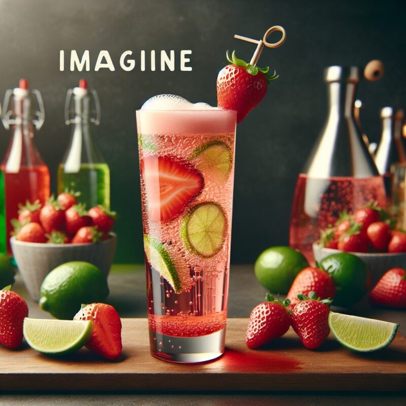 Strawberry Lime Sparkle Mocktail.