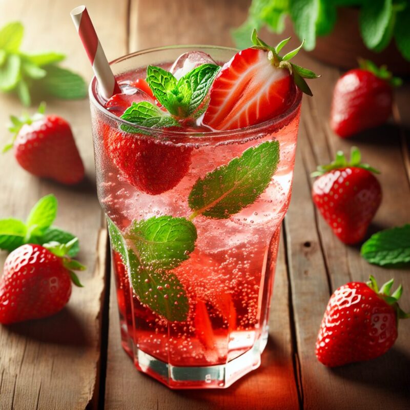 Strawberry Mint Refresher Mocktail.