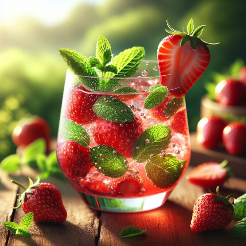 Strawberry Minted Splash Mocktail. natural