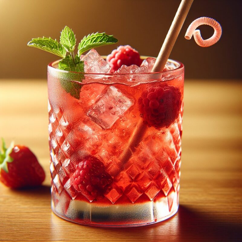 Strawberry Raspberry Cooler Mocktail.