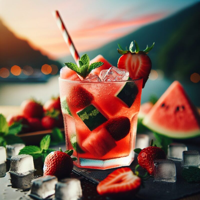 Strawberry Watermelon Bliss Mocktail.