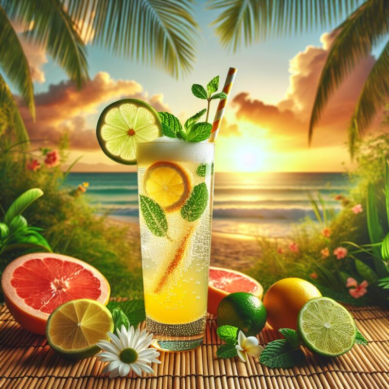 Tropical Citrus Fizz Mocktail.