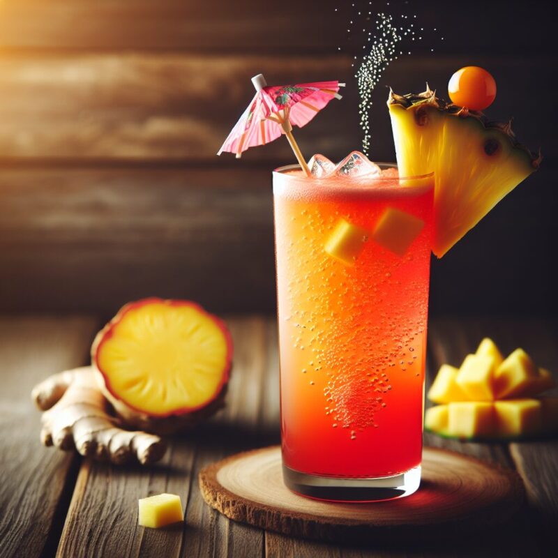 Tropical Ginger Splash Mocktail. 