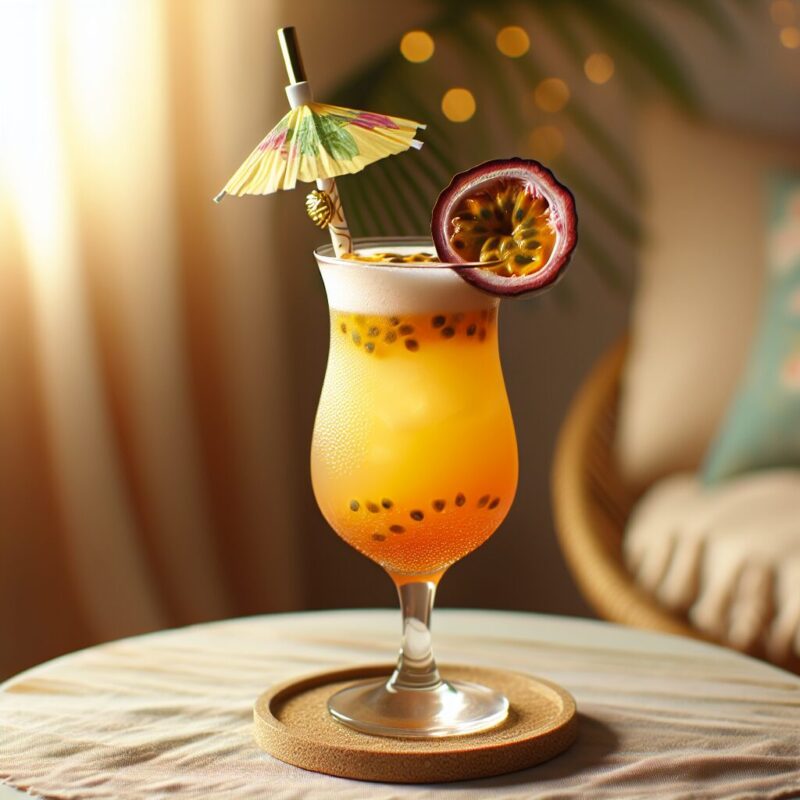 Tropical Passionfruit Fizz Mocktail.