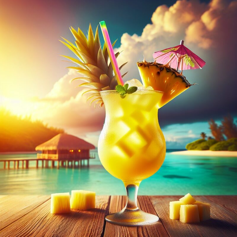 Tropical Pineapple Refresher Mocktail.