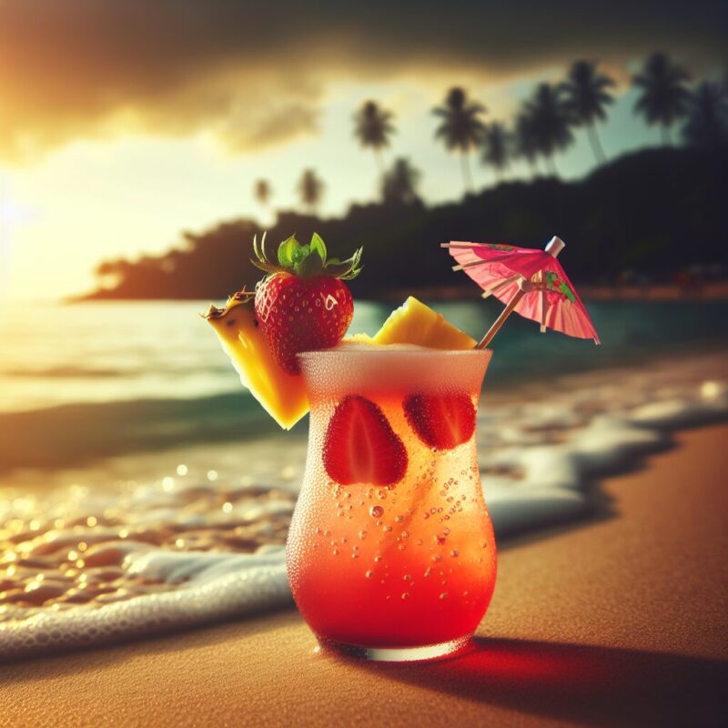 Tropical Strawberry Delight Mocktail.