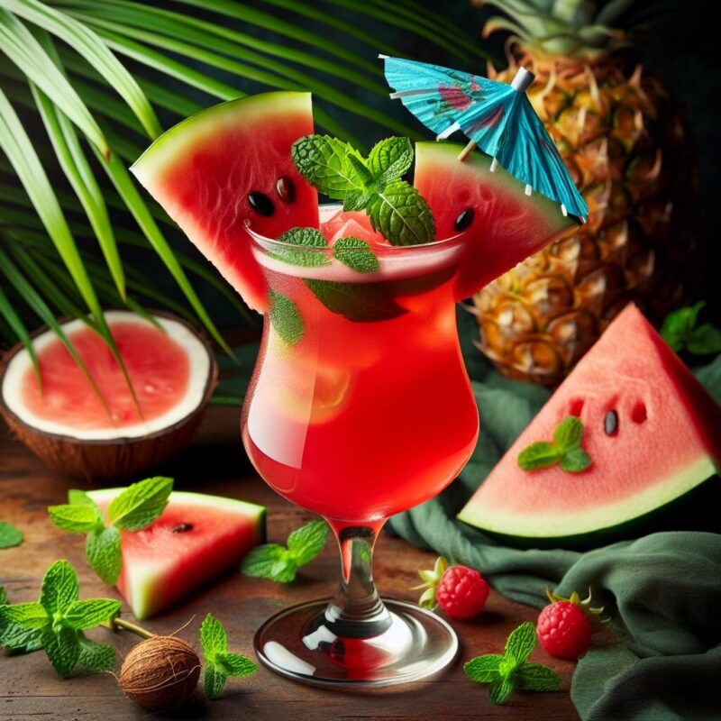 Tropical Watermelon Punch Mocktail.