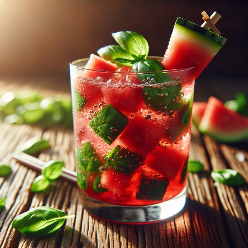 Watermelon Basil Bliss Mocktail.