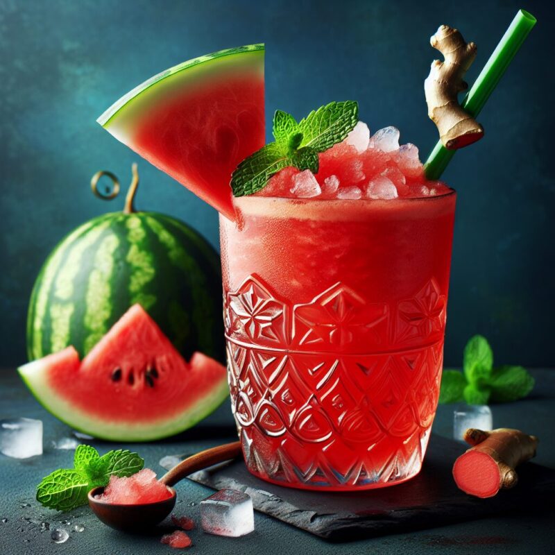 Watermelon Ginger Elixir Mocktail.