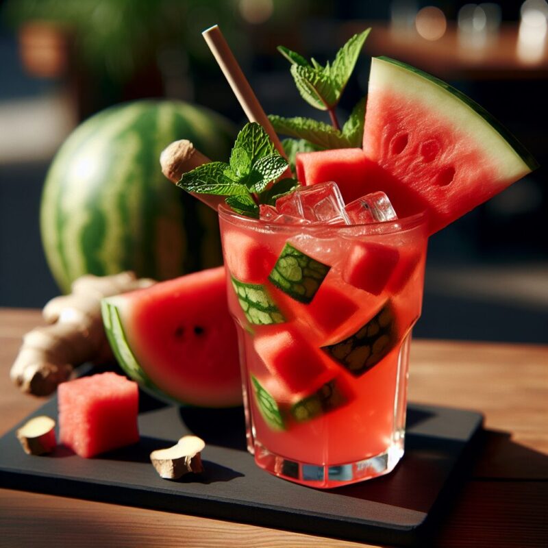 Watermelon Ginger Refresher Mocktail.