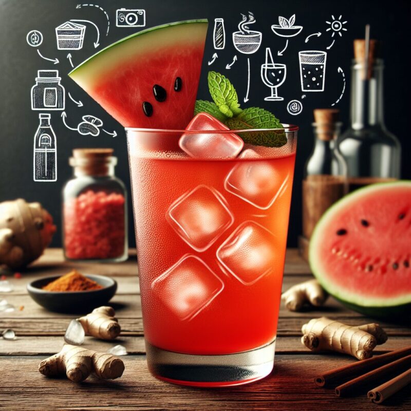 Watermelon Ginger Splash Mocktail. 