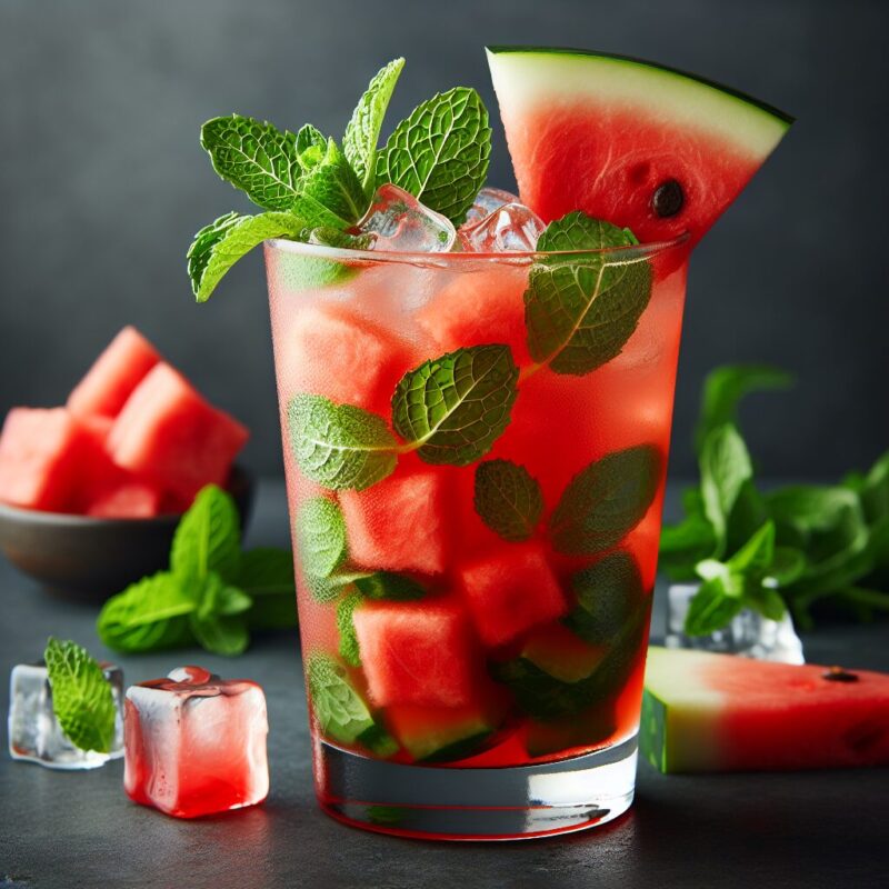 Watermelon Mint Cooler Mocktail. natural