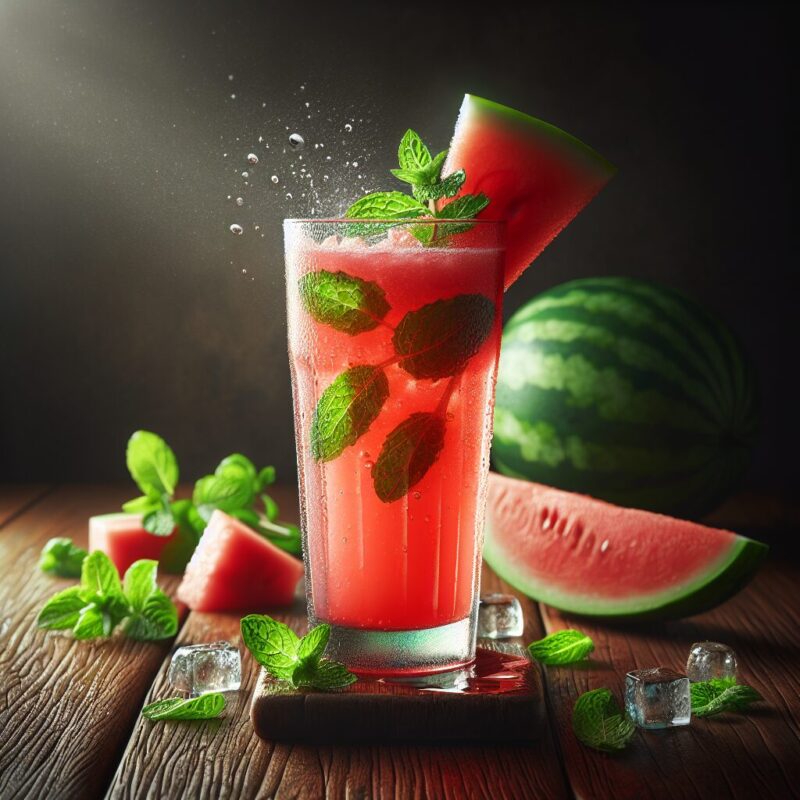 Watermelon Mint Refresher Mocktail. natural