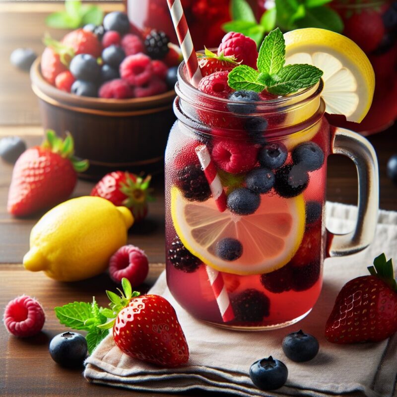 Zingy Berry Lemonade Mocktail. 