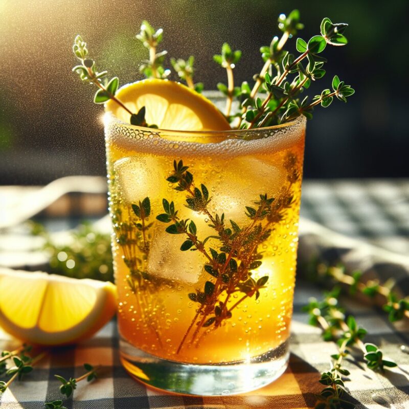 Zingy Lemon Thyme Mocktail.