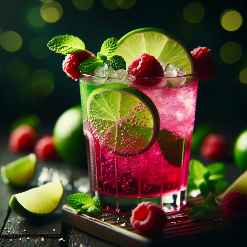 Zingy Raspberry Lime Mocktail.