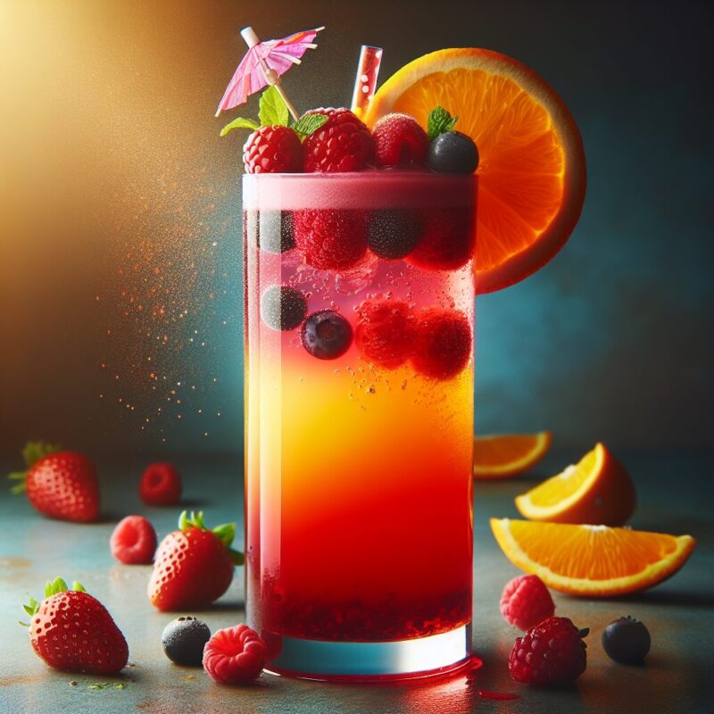 Berry Citrus Sunrise Mocktail.