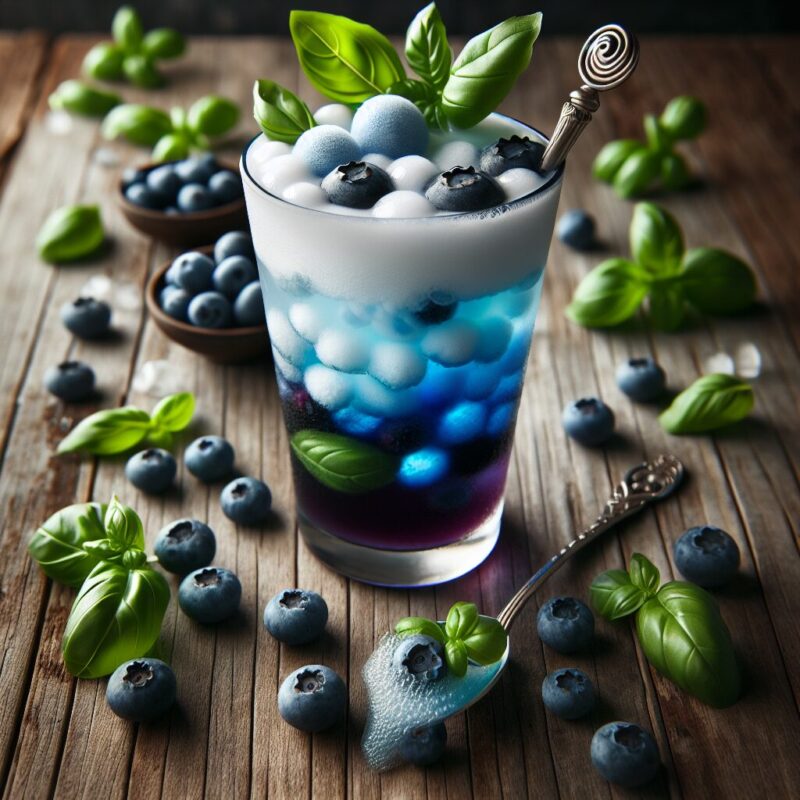 Blueberry Basil Cooler Mocktail.