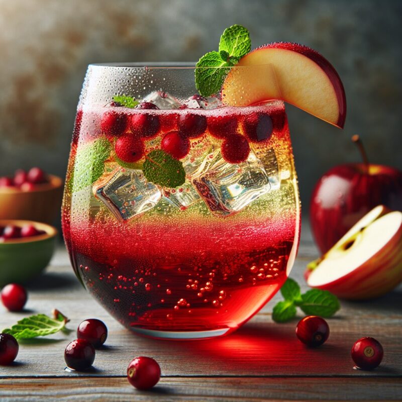 Cranberry Apple Spritz Mocktail.