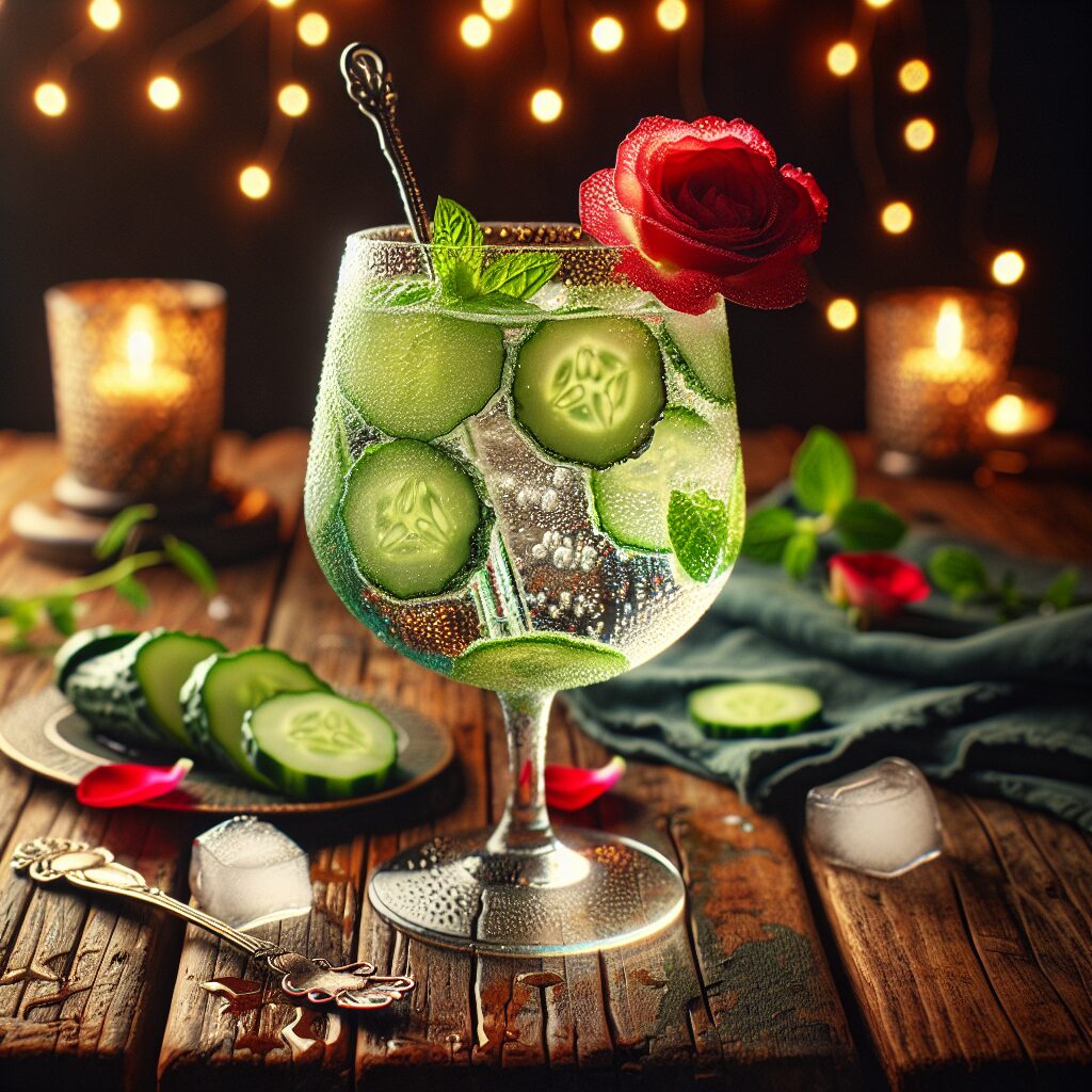 Cucumber Rose Refresher Mocktail.