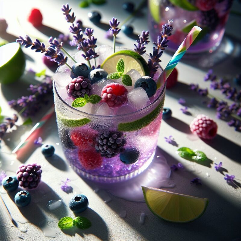 Lavender Berry Mojito Mocktail.