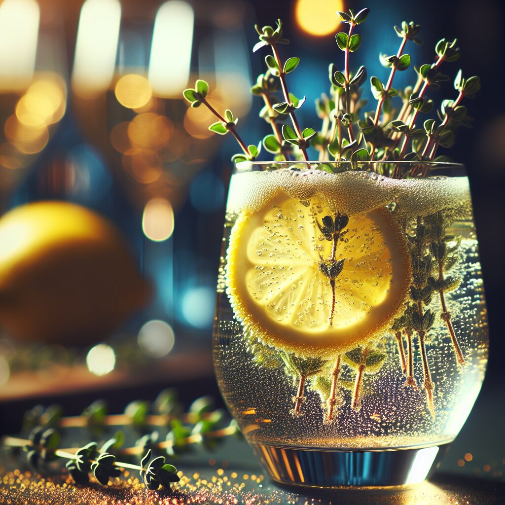 Lemon Thyme Sparkle Mocktail.