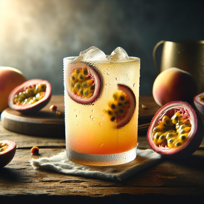 Passionfruit Peach Cooler Mocktail.