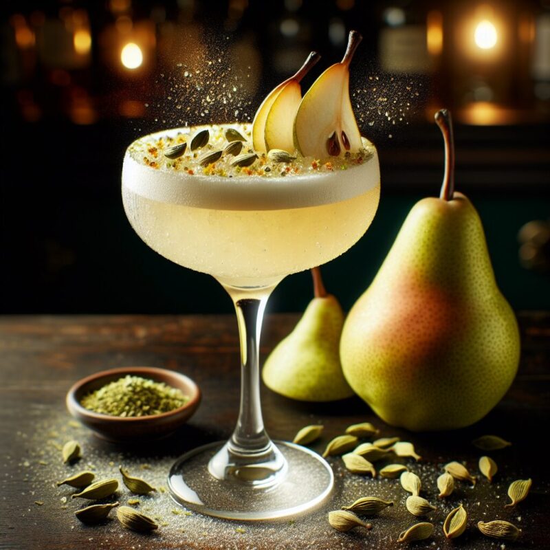 Pear Cardamom Delight Mocktail.