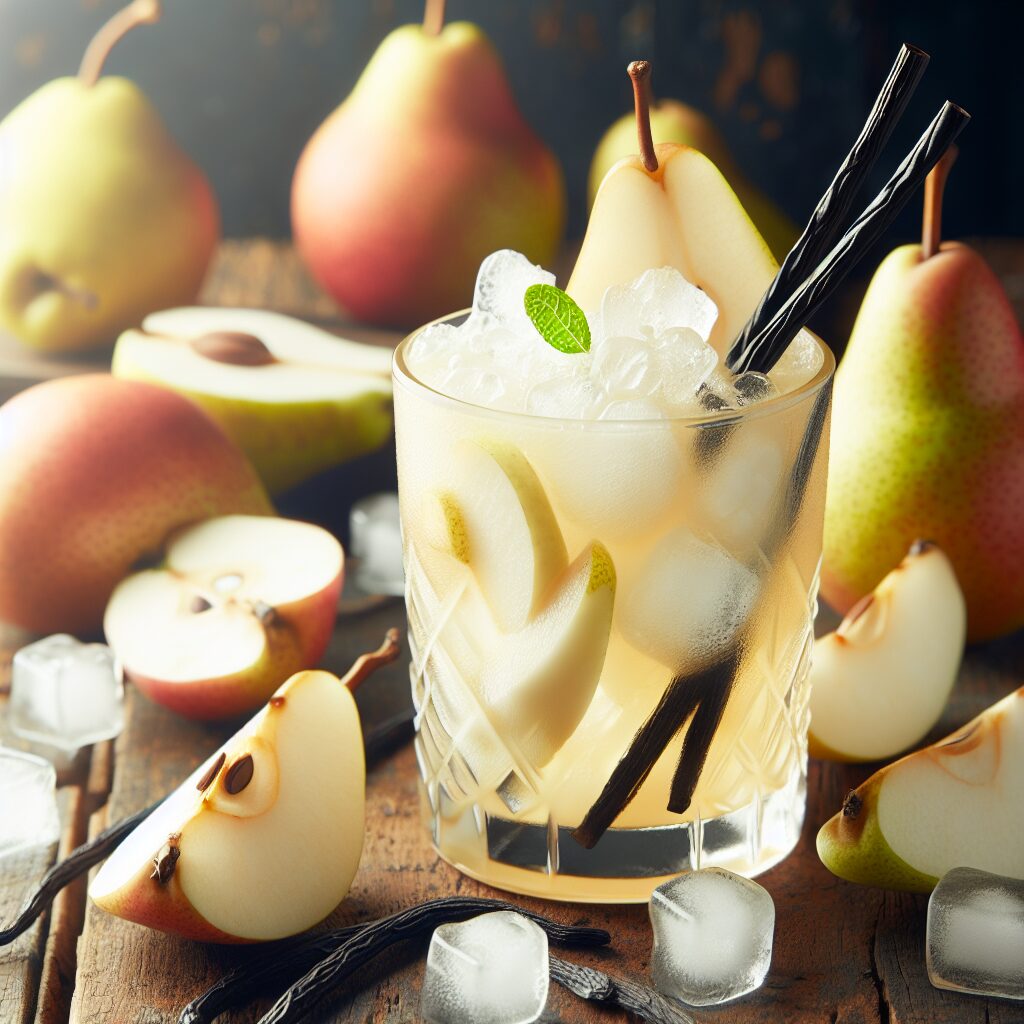 Pear Vanilla Cooler Mocktail. 