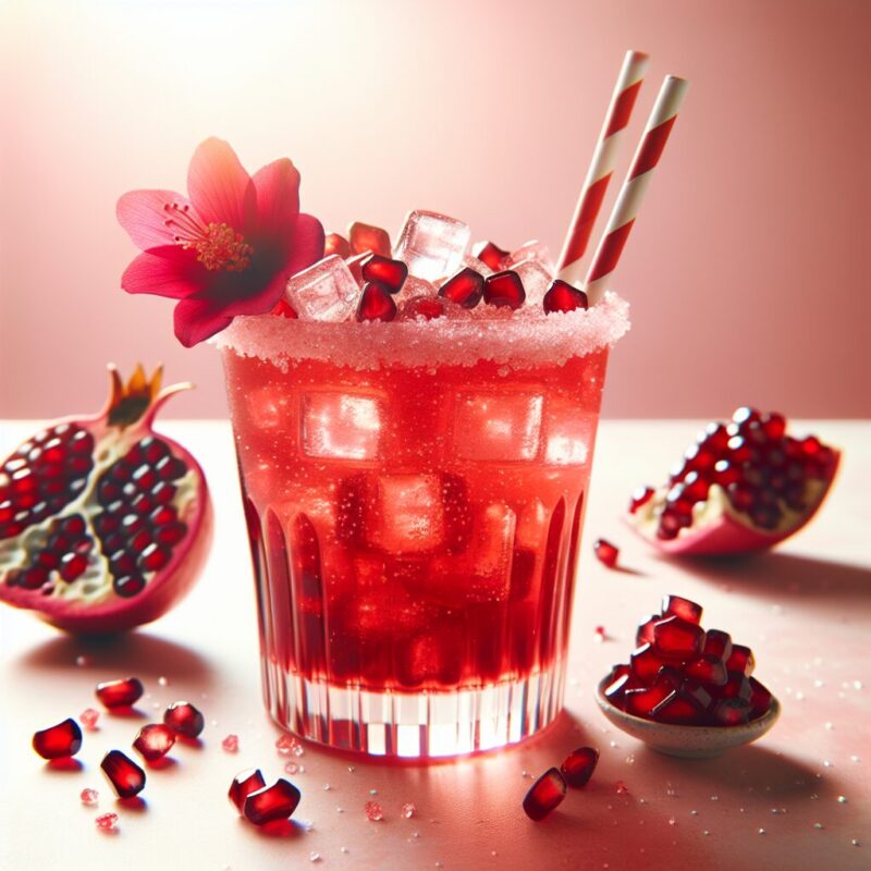 Pomegranate Hibiscus Refresher Mocktail.